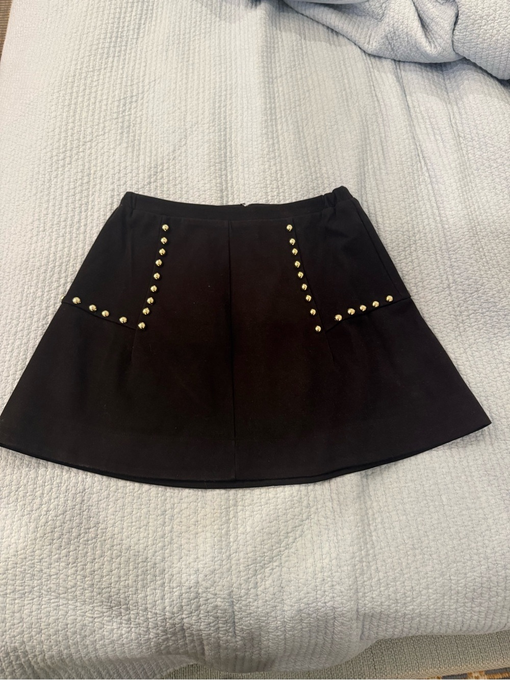 Tuckernuck Black A-Line Mini Skirt with Gold Stud Detail